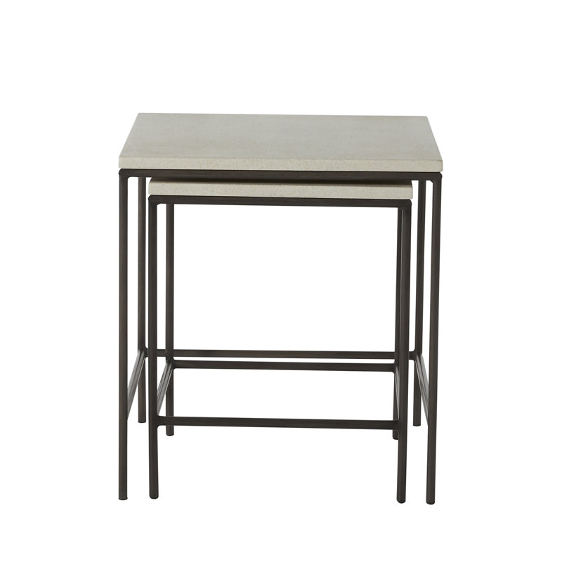 Abby Nesting Tables - Charcoal/TravertIne, Slate Gray/Travertine