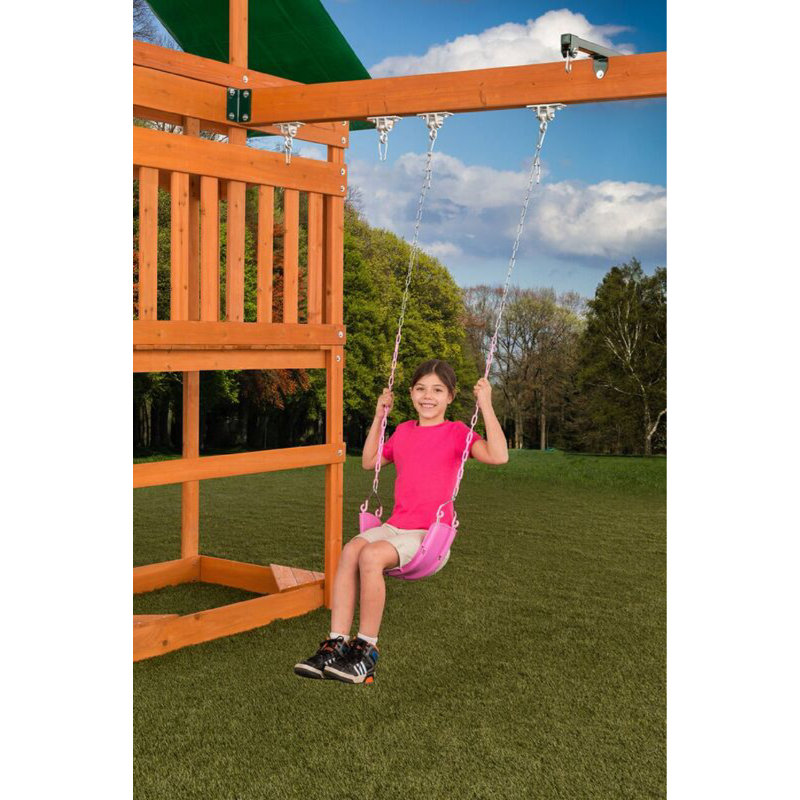 Siège de balançoire vert avec chaînes Beginner, Rose
