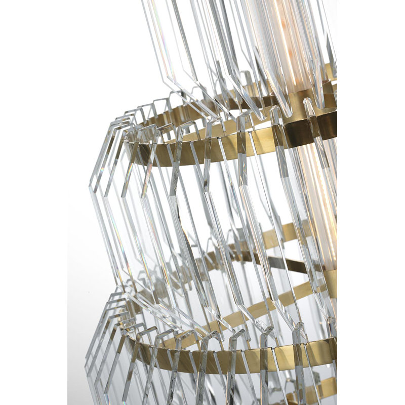 Waterford Killarney 19" Layered Entry Chandelier with Clear Crystal, Natural Brass