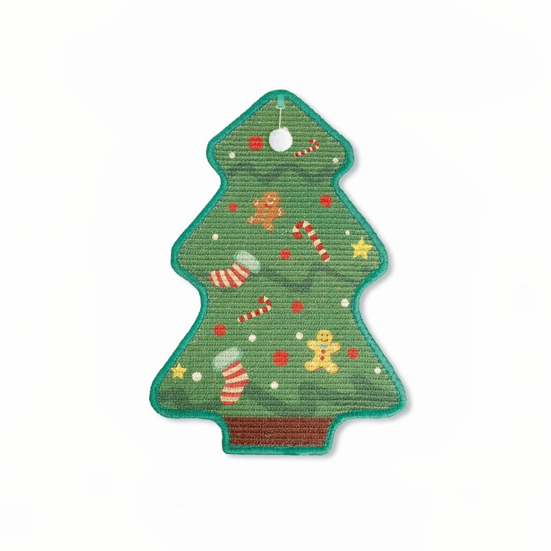 Arbre à chat en lin, fabriqué en toile de Noël, à fixer au mur, amovible, ne perd pas ses poils et convient parfaitement pour faire ses griffes au mur.
