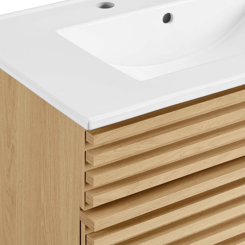 Render 30" Bathroom Vanity Cabinet, Oak/White