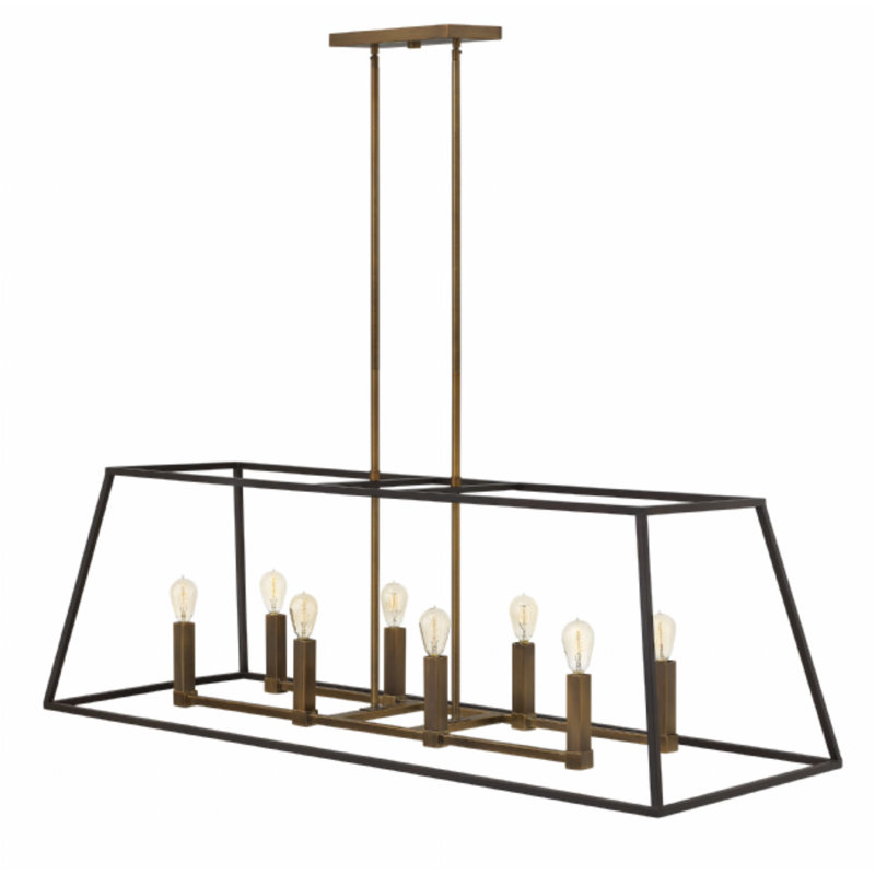 Burley Oak 8-Light Kitchen Island Linear Pendant, Bronze