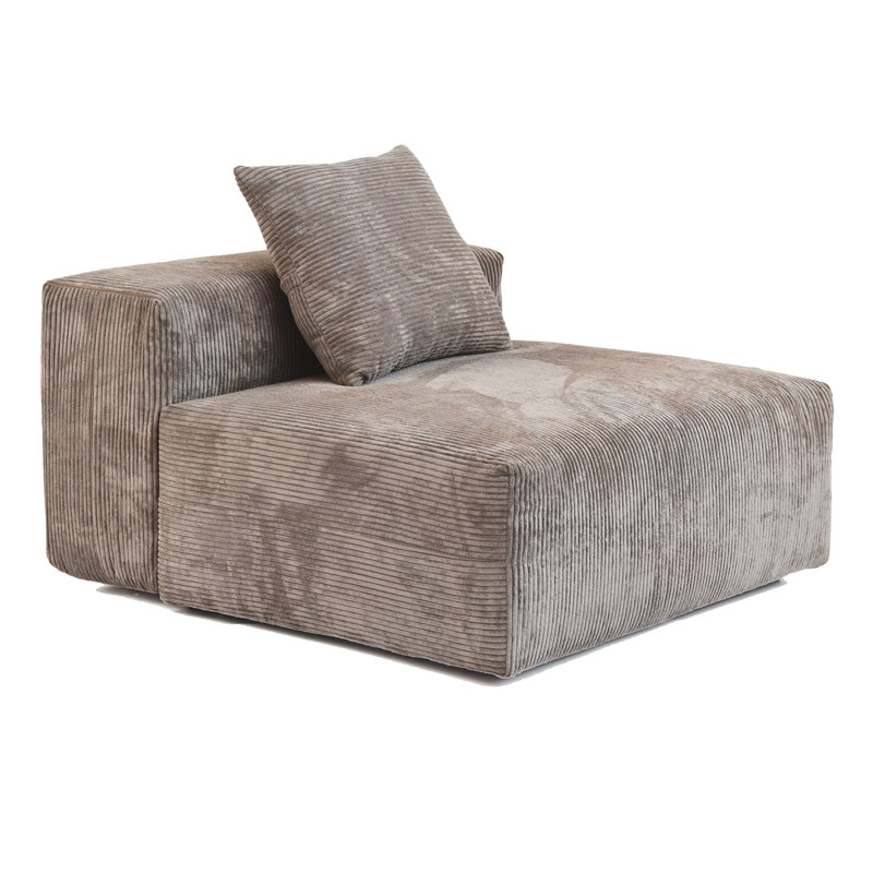 Nikodemos Upholstered Slipper Chair with Accent Pillow, Light Brown