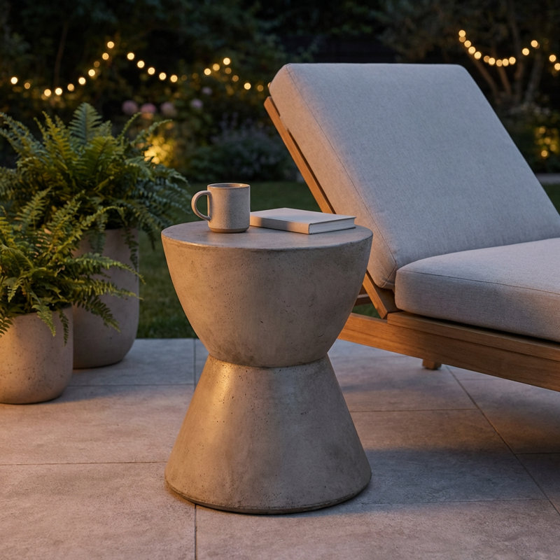 Table d'appoint moderne avec piédestal en béton léger pour l'extérieur