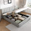 Upholstered Storage Bed With Adjustable Headboard, USB And LED PU-856694471-856694466