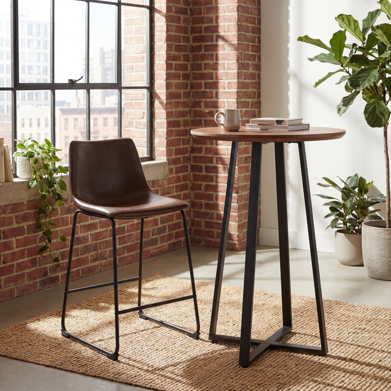 Ashtin Upholstered Counter Stool with Metal Frame, Brown, Counter Stool (23.75” Seat Height)