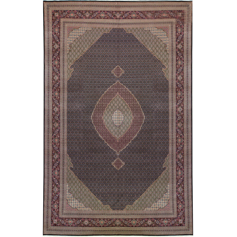 Tapis gris de haute qualité noué à la main