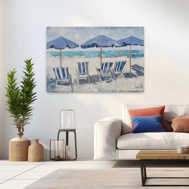 Art contemporain de plage, chaises de plage, H 32 po x l 48 po