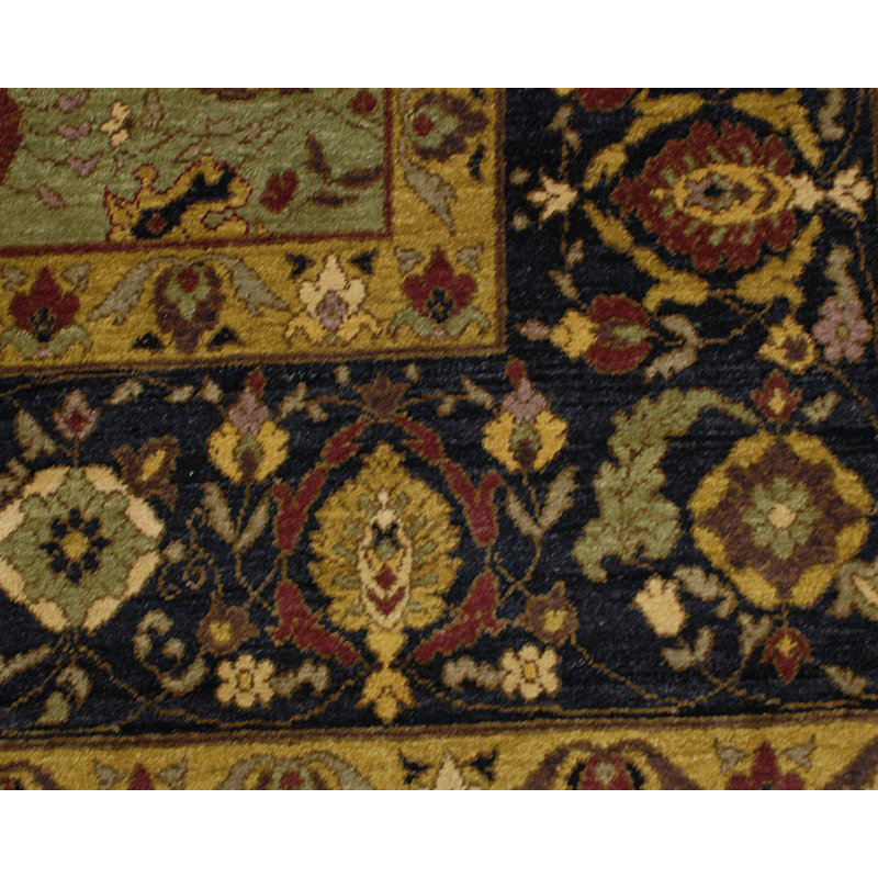 Jasmine Wool Oriental Area Rug in Black/Green, Rectangle 9' x 12'
