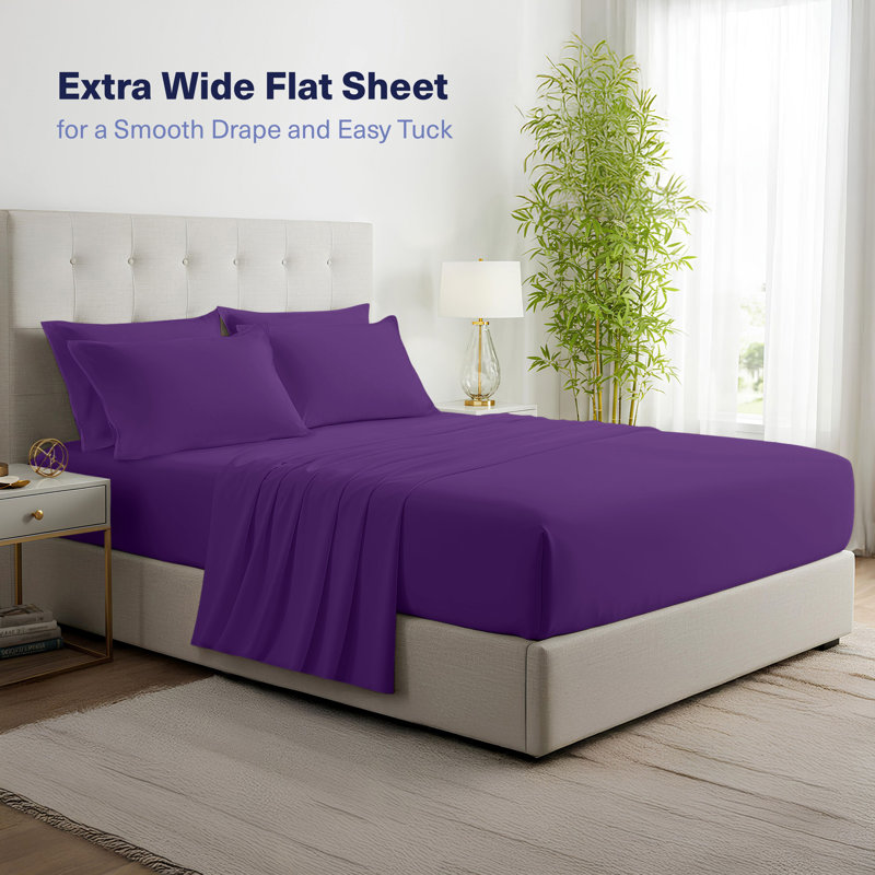 Bedroom 100% Organic Viscose From Bamboo Sheets Set, 300 Thread Count, Cooling Bedding Sheets for Hot Sleepers, Flat, Fitted, Pillowcase