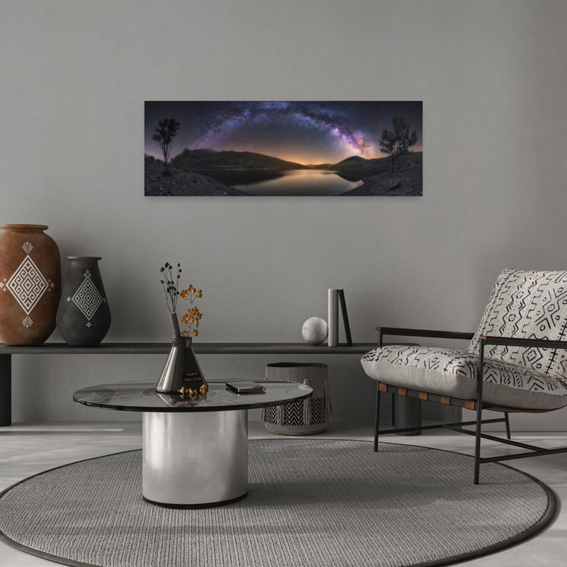 Milky Way Lake Reflection by Carlos F. Turienzo - Wrapped Canvas Panoramic Print, 30.48 cm H x 91.44 cm W