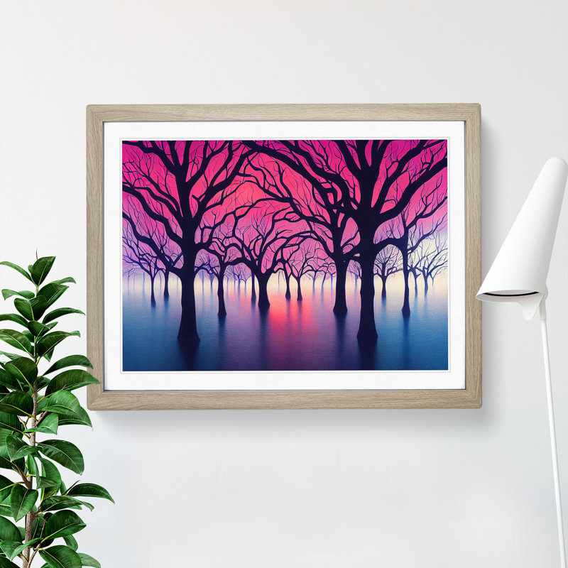 Magnificent Trees - Single Picture Frame Painting, 34cm H x 46cm W x 2cm D, Oak