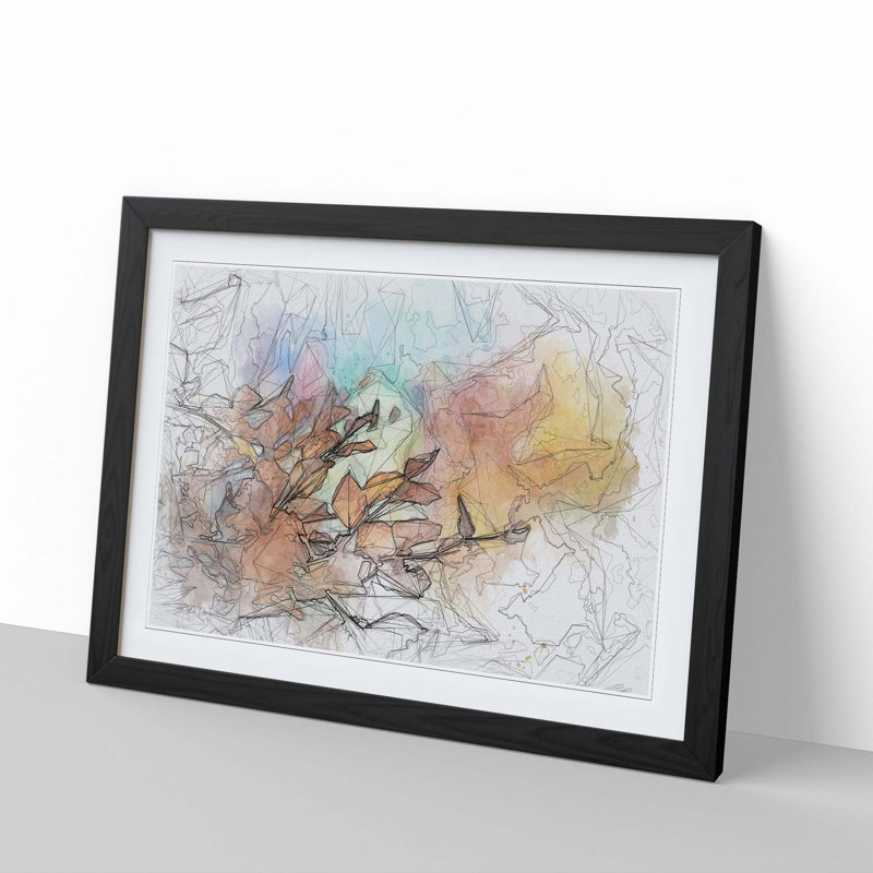 Autumn Leaves in Abstract - Picture Frame Graphic Art Print, 62cm H x 87cm W x 2cm D, Black Framed