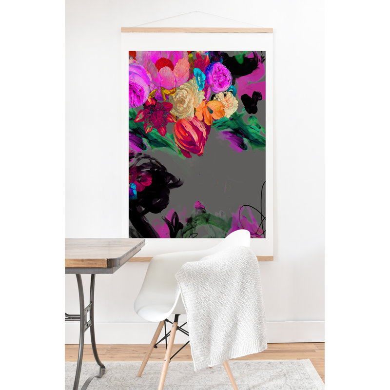Floral Storm - reproduction d'art textuel sur bois, H 12 po x l 12 po x P 0,5 po, Affiche