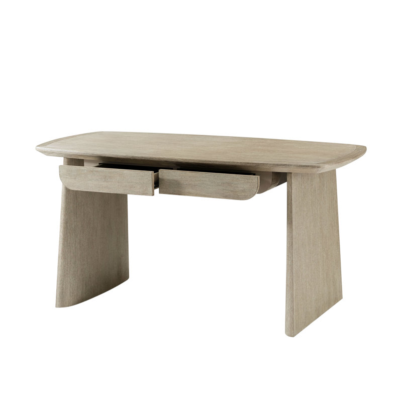 Repose Solid Wood Writing Desk, Gray Oak
