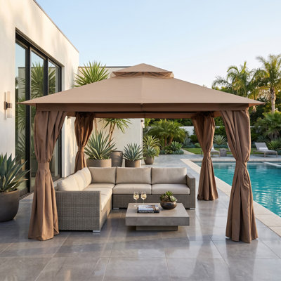 Pavillon de jardin en acier à toit double 12 pi x 12 pi Decksplore