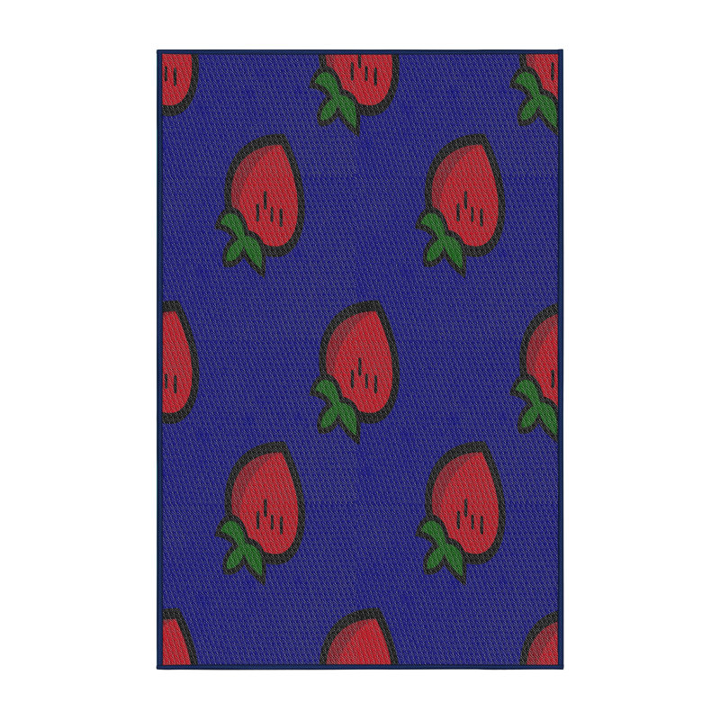 Tapis violet/rouge/vert tissé à la machine, Rectangle 5 pi x 7 pi
