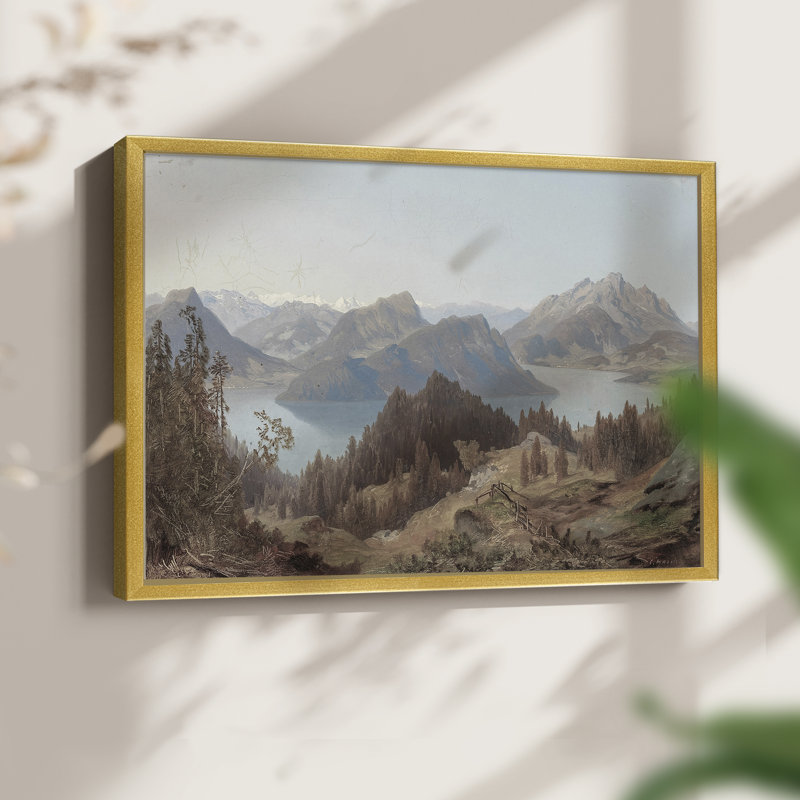 Paysages rétro-CDLxxxvii - reproduction encadrée - réaménageable, H 16 po x l 20 po, Doré