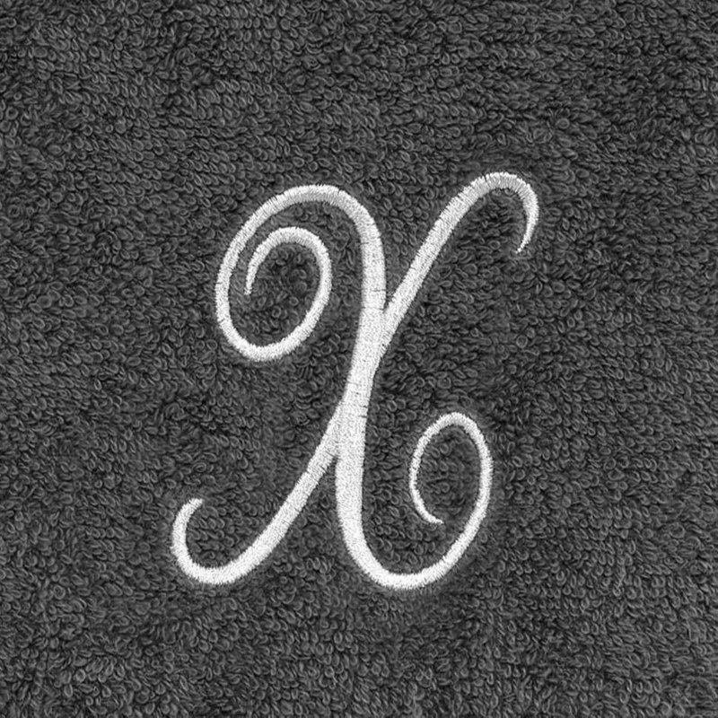 Winston Porter Granite/Silver Script Monogram Fingertip Towel Letter X