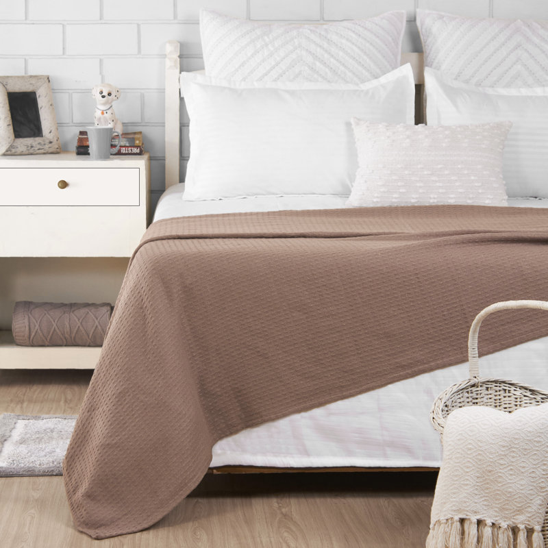 Couverture 100% coton Ariza Sleep, Taupe, Très grand