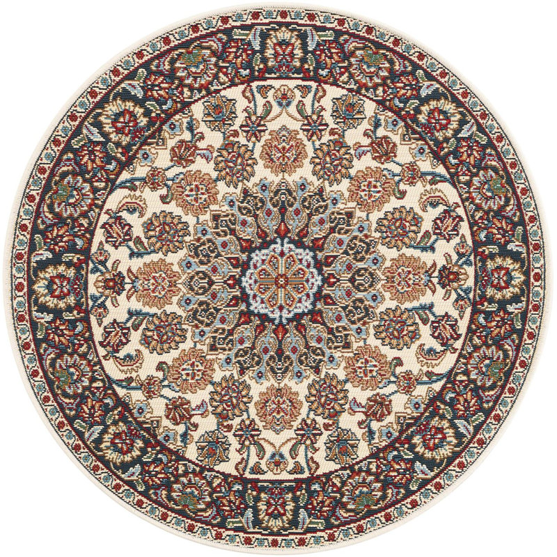Tapis traditionnel ivoire Tollefson, Rond 3 pi 3 po