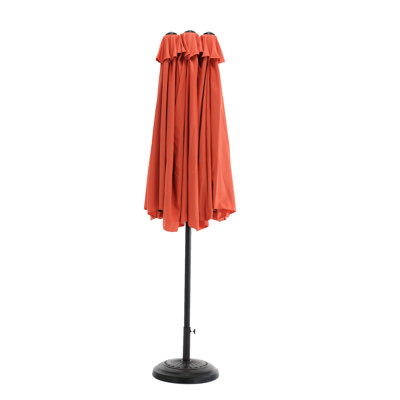 Large 14.8 Ft Double Sided Outdoor Umbrella - Orange. 100% Canopy, Stable Sunshade. Great For Backyard, Poolside, Lawn And Garden Structure. Ideal