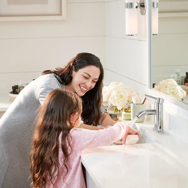 Modern Bathroom Faucet Chrome Single Handle One Hole Sink Faucet Commercial Lavatory Vanity Sink Faucet With 3/8" Hoses And Deck Plate