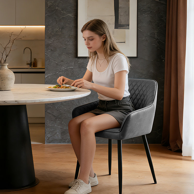 48cm H Tufted Upholstered Armchair, Grey