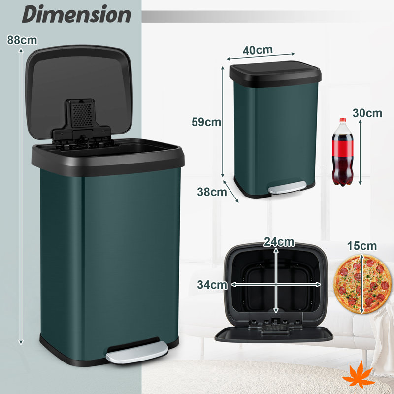 Stainless Steel Waste Bin, Green
