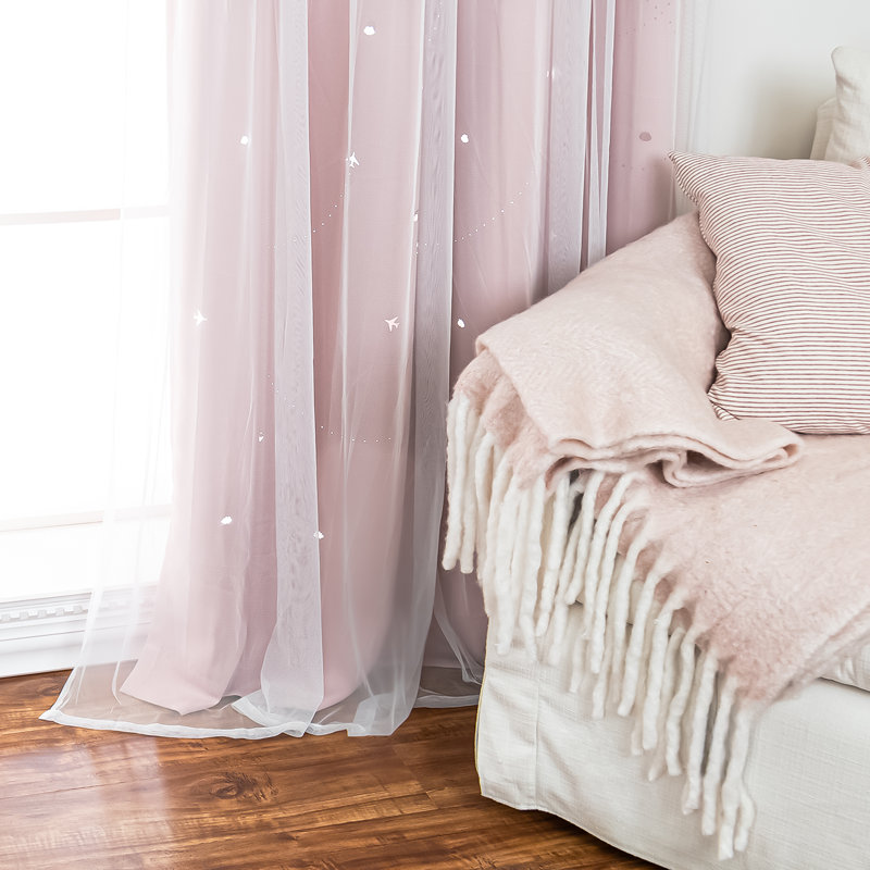 Rideau occultant en polyester, Vieux rose