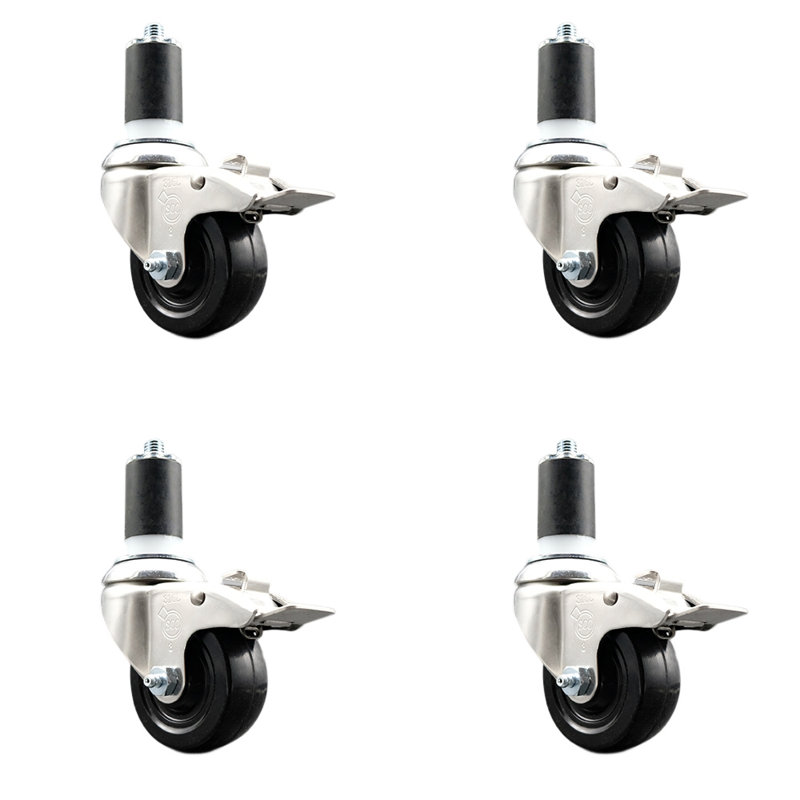 Roulettes pivotantes, H 3,5 po x l 3,5 po