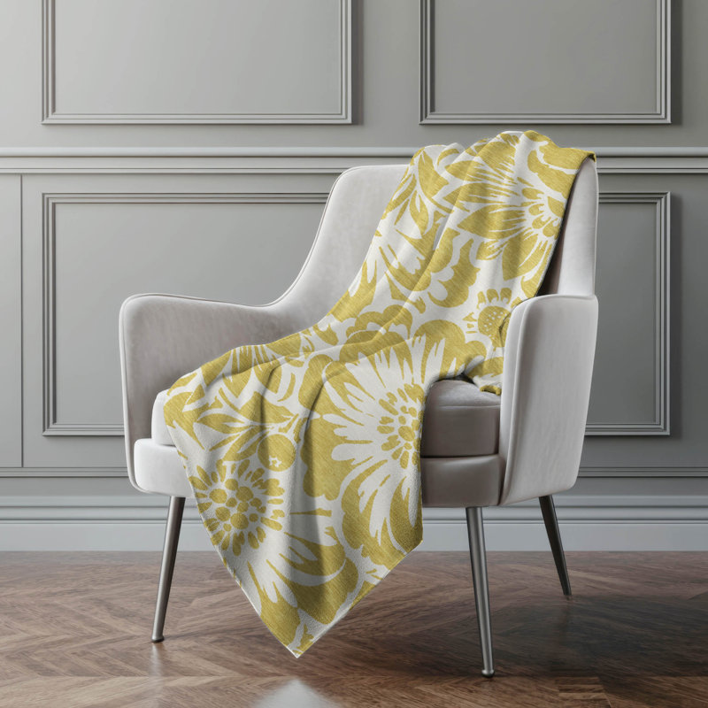 Jeté en sherpa floral Addison, Doré