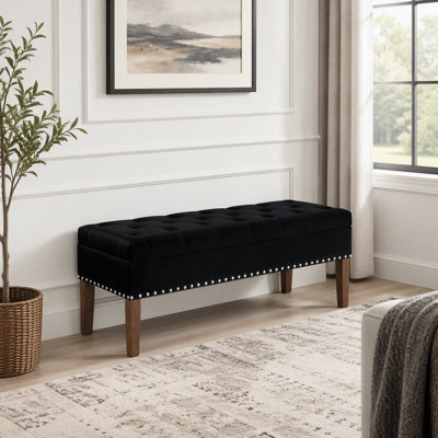 Tufted Storage Bench with Nailhead Trim