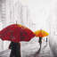 «Passersby with Umbrellas», reproduction d'art encadrée