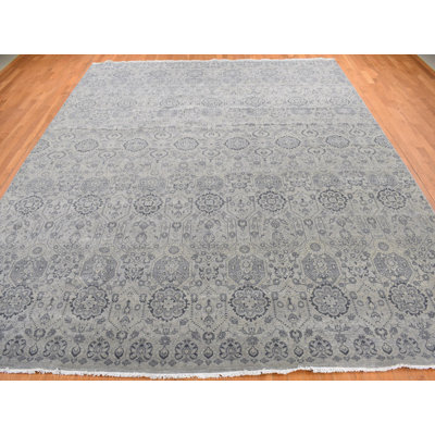 11'10" x 14'9" New Hand Knotted Grey Wool Rectangle Oriental Rug - MOA10278007