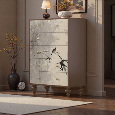 Vintage Bamboo Design 5-Drawer Storage Cabinet