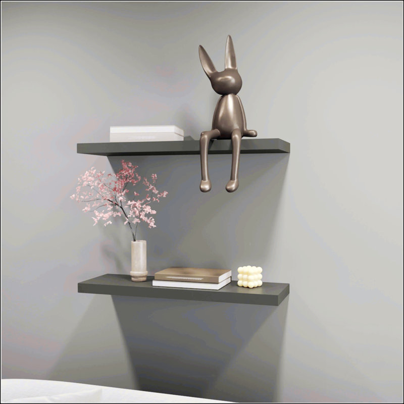 Matt Grey Floating Shelf, Gray