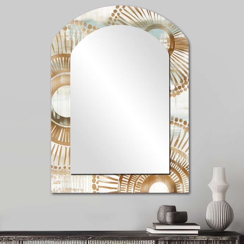 Rouillard beige doré blanc et beige bohémien mandala simplicité boho II - miroir mural décoratif asymétrique Boho Mandala