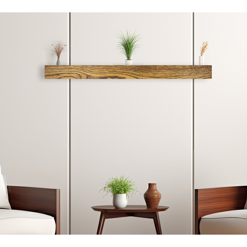 Tablette d'appoint en bois massif Britan, Miel, H 4 po x l 39 po x P 7 po