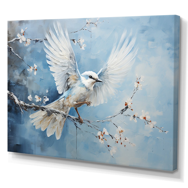 «Blue Hues A Serene Scene Of Birds I», reproduction sur toile, Toile tendue, H 24 po x l 32 po x P 1 po