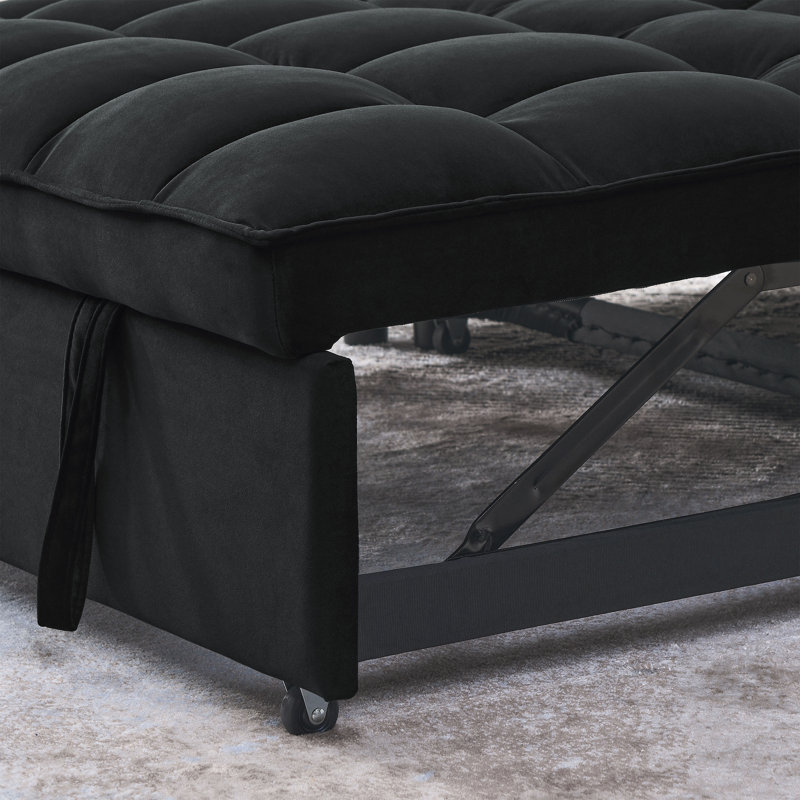 Cubbindall Upholstered Convertible Sofa Bed,Sleeper Sofa,Sofa,Modern Sofa,Accent Sofa, Black Velvet 1