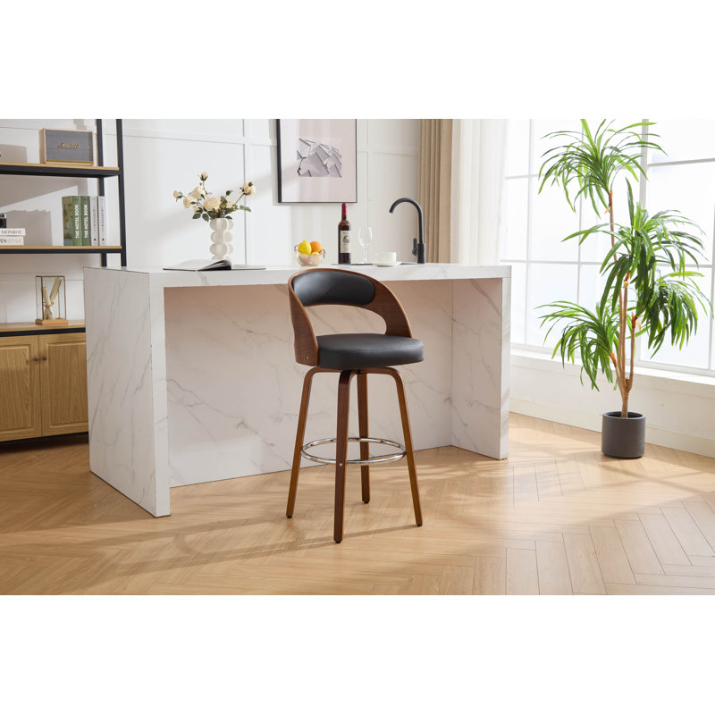 Tabouret pivotant Lombard, Noir, noir, noir, noir, Tabouret de bar (siège d'une hauteur de 28,35 po)