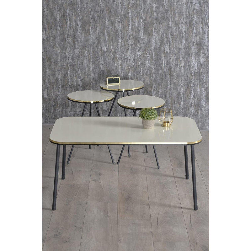 Aryana Living Room Table Set, Cream White