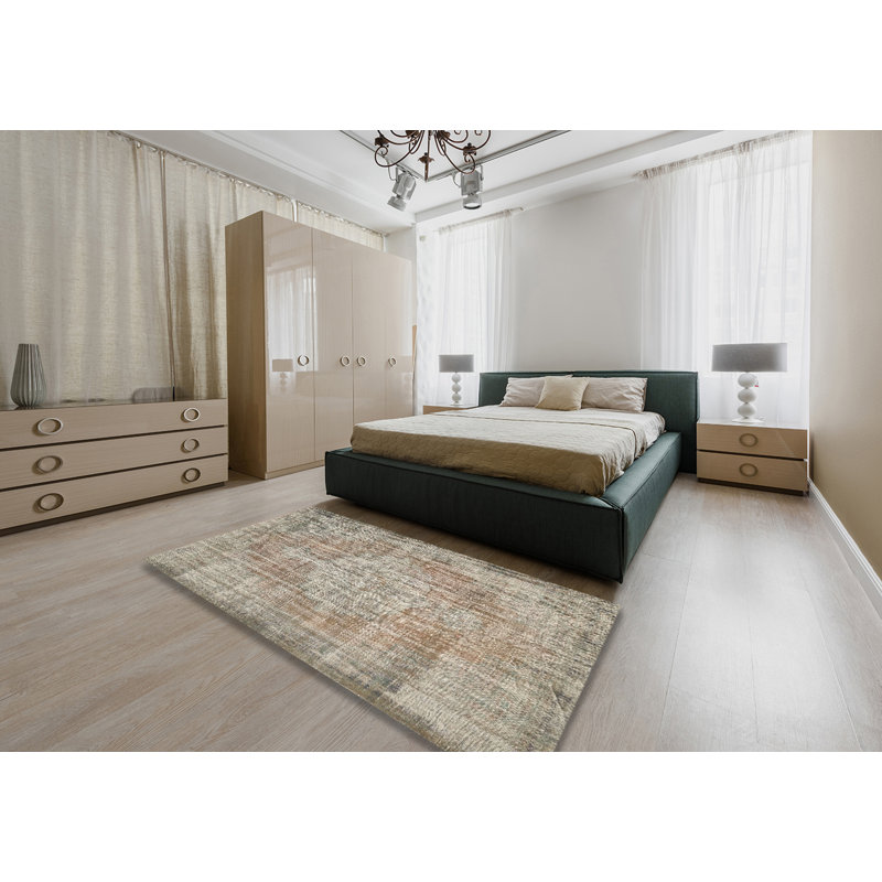 Tapis contemporain gris / orange clair Debose, Rectangle 4 pi x 6 pi