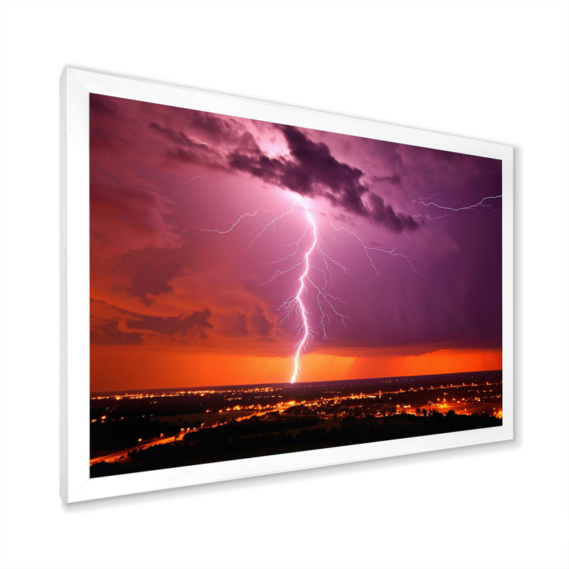 " Dramatic Thunderstorms III ", White Single Picture Framed, 24" H x 32" W x 1" D