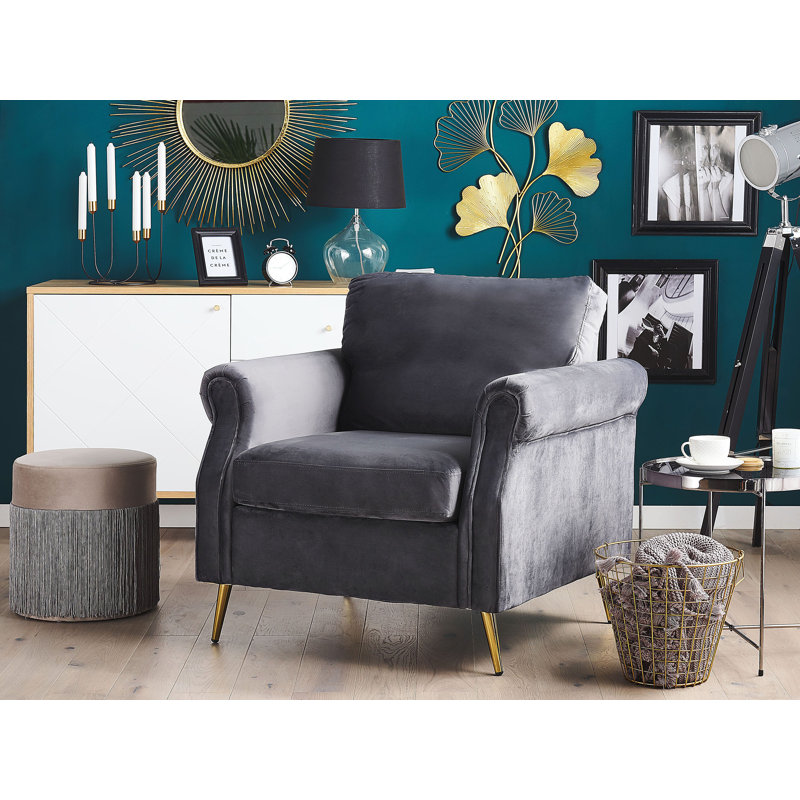 Amaya Velvet Armchair, Grey