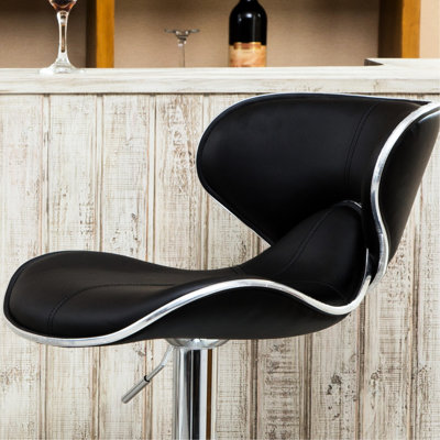 Revêtement, 2 pièces, siège en similicuir noir avec base en mousse confortable et pivotant à 360 degrés pour rehausser le salon, le bar, le bureau, la base réglable (de 2), mousse souple, rotation, pour