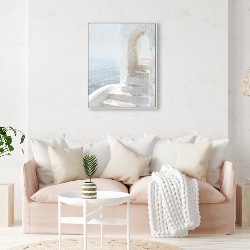 Stone Stairs II Nautical & Beach Canvas Print by Oliver Gal, Black Frame, 16 x 20, White Floater Frame, 21"H x 25"W