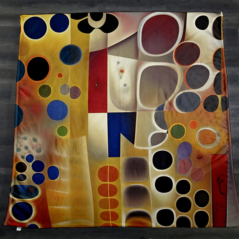 Throw Blanket, 51" W x 60" L, Orange/Red/Blue, Abstract/Polka Dot