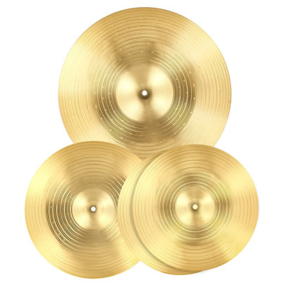 Cymbal Pack, 3 Pieces Cymbals for Drum Set, Alloy Cymbals Drum Set Includes 14-inch Hi-Hats, 16-inch Crash, 20-inch Ride, Drumsticks & Cymbal Bag, Alloy Cymbal Pack for Drummer, Bright Copper